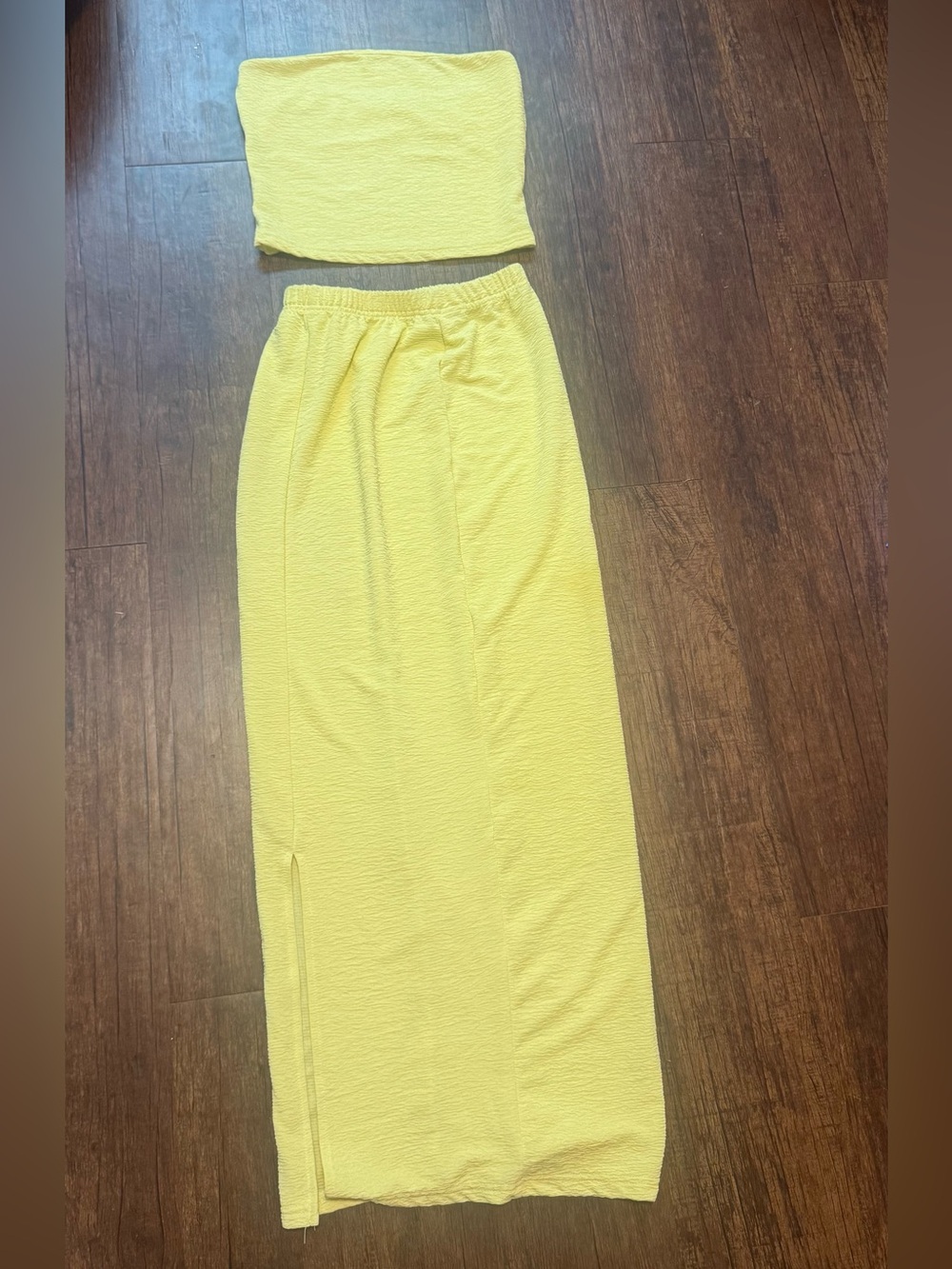 Yellow 2-Piece Set, Tube Top with Maxi Skirt